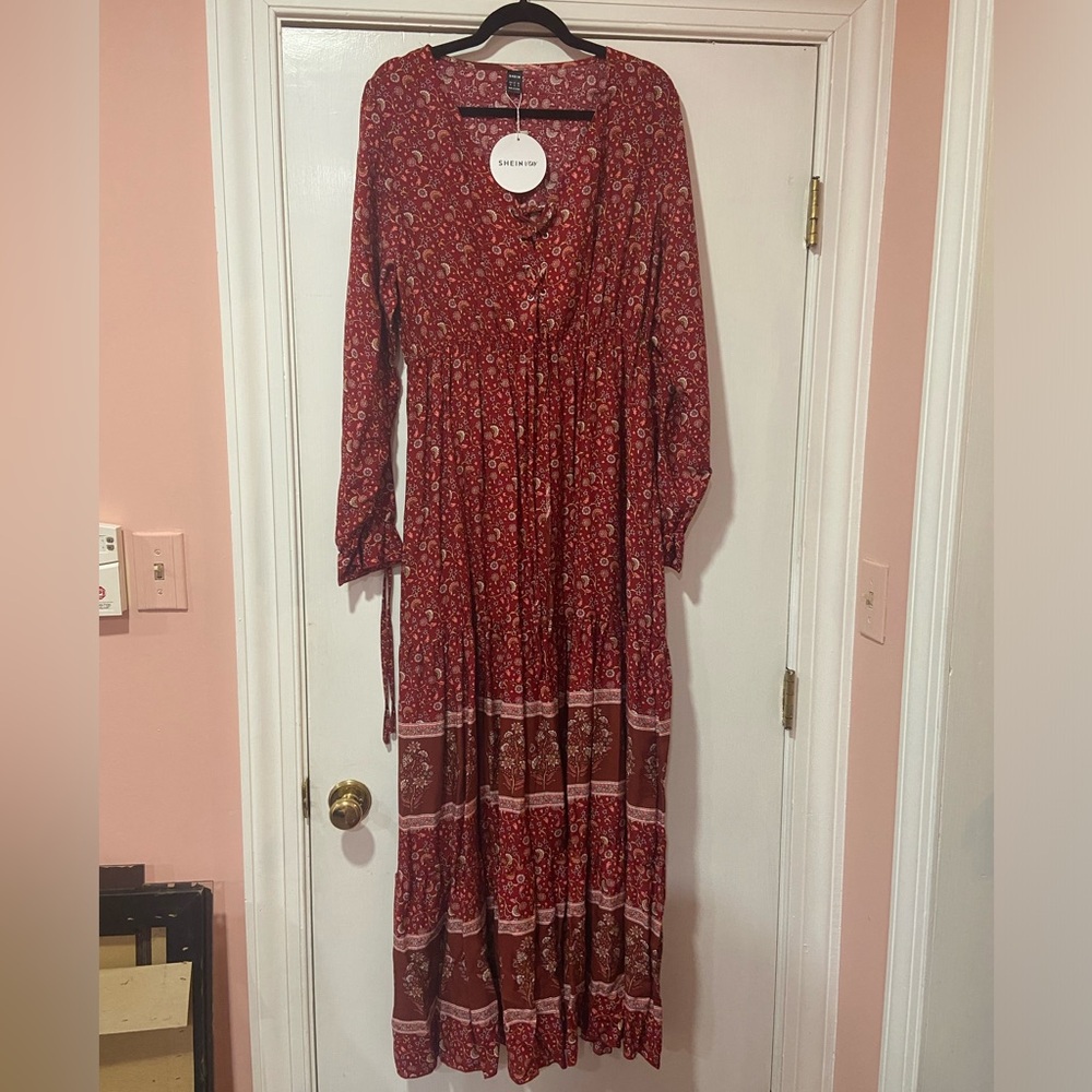 Shein Boho Vacay Paisley Dress sz L NWT